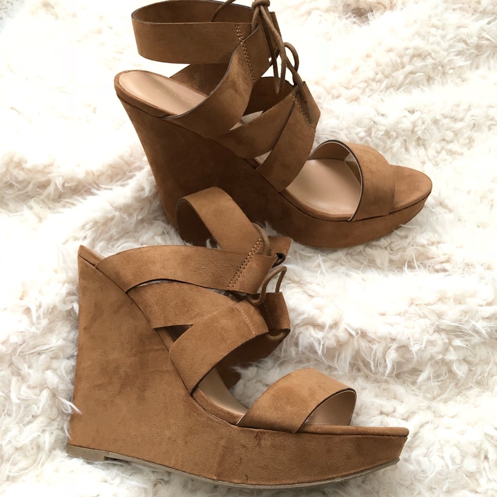Brown Suede Wedge Heels